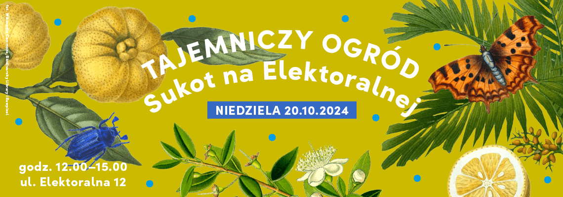 grafika informacyjna na żółtym tle rysunki roślin owadów i ptaków oraz napisy